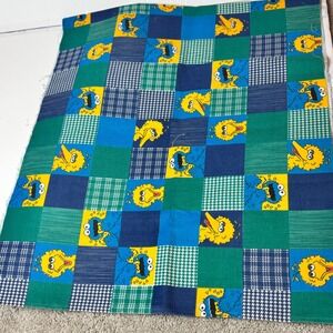 Vintage Sesame Street Fabric Remnant Bigw Bird Cookie Monster Patchwork 45"x21"